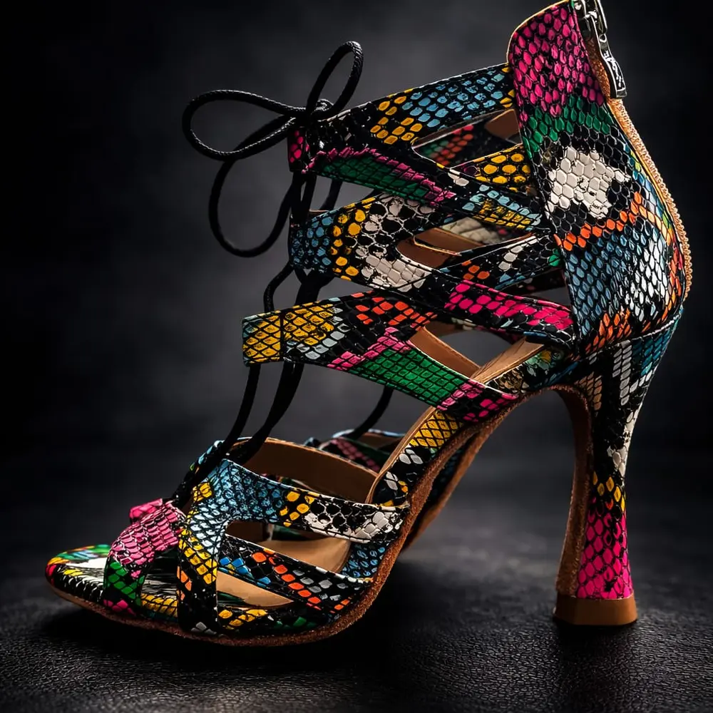 LLD snake-print lace-up dance shoe